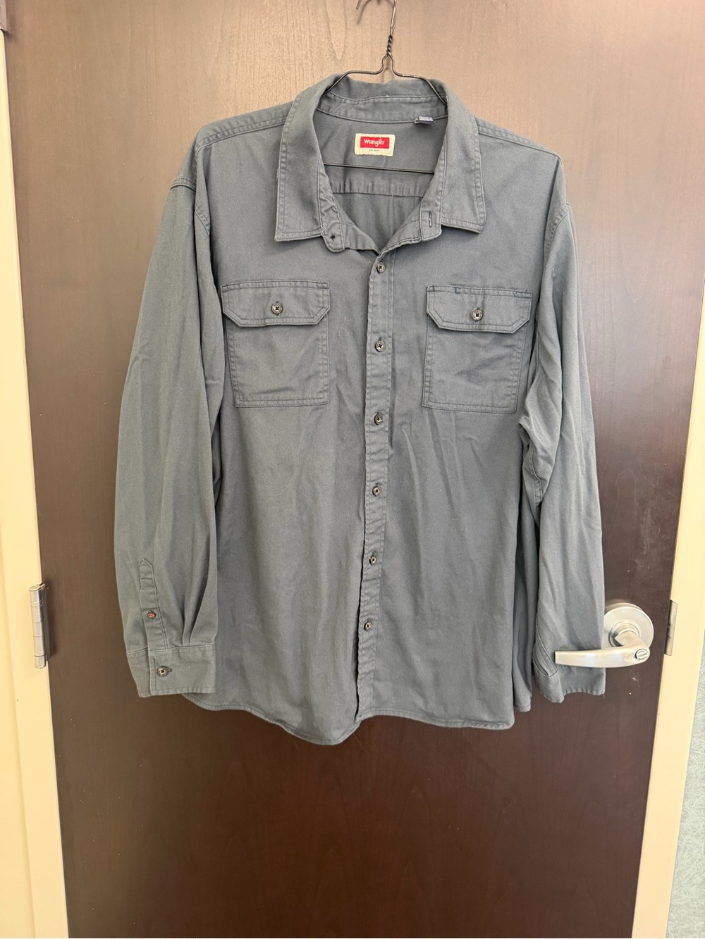 Wrangler Men's Long Sleeve Button-Up Shirt Jacket in Blue / Gray Color 3XL
